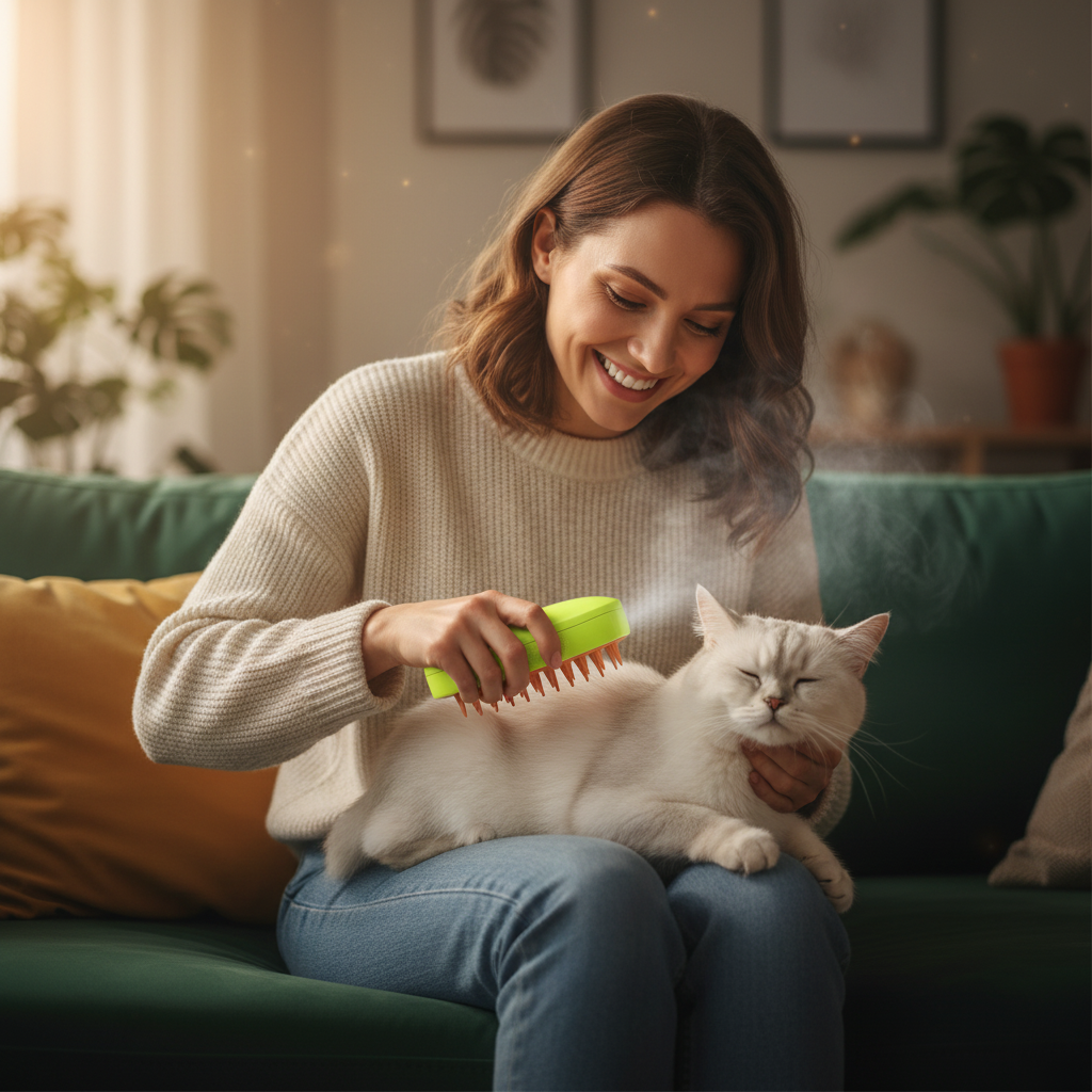 Cepillo de vapor - gato relajado